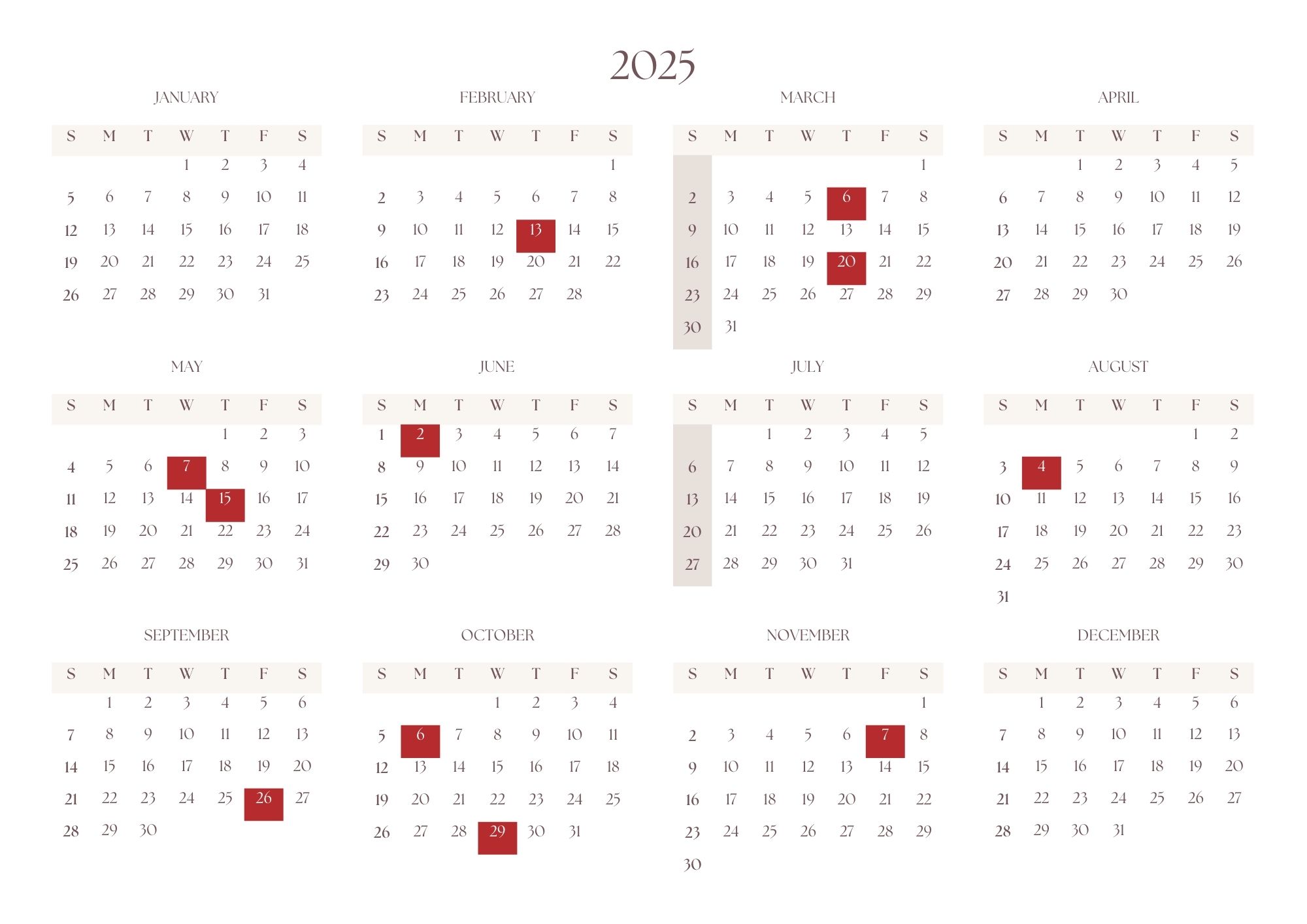 beige simple minimalist calendar document